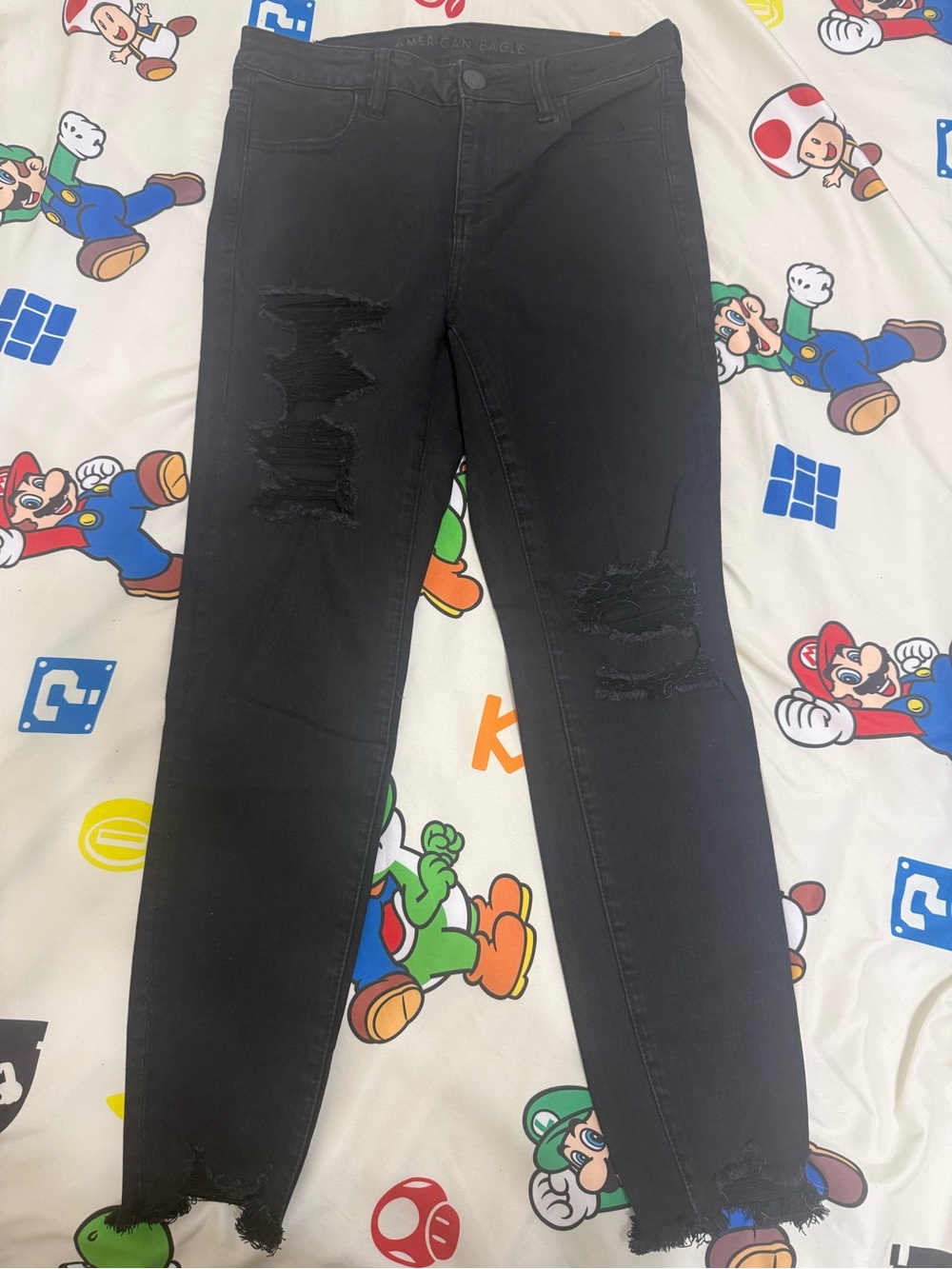 American Eagle Outfitters Black Distressed Jeggings